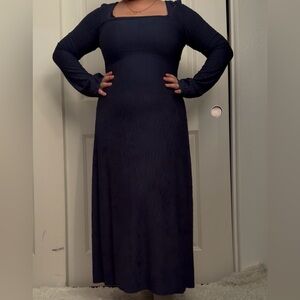 SHEIN Elegant Navy Long Sleeve Dress